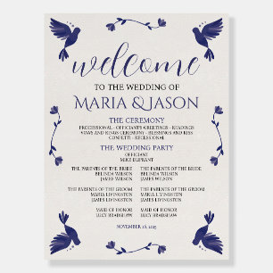 Mexican Indigo Purple Minimalist Wedding Program Foam Board
