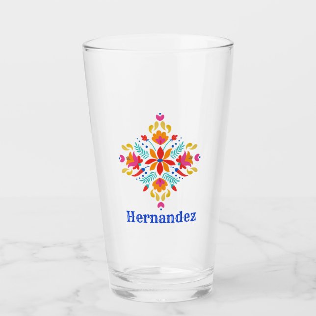 Mexican Inspired Customized Glassware Glass (Front)