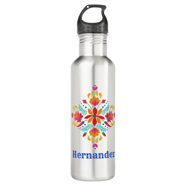 Mexican Inspired Customized Stainless Steel Water Bottle (Front)
