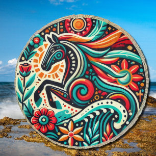 Mexican-inspired - fiesta horse beach towel