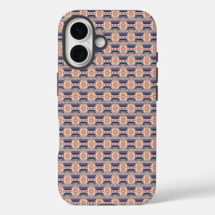 Mexican inspired pattern in blue, rose and beige iPhone 16 case