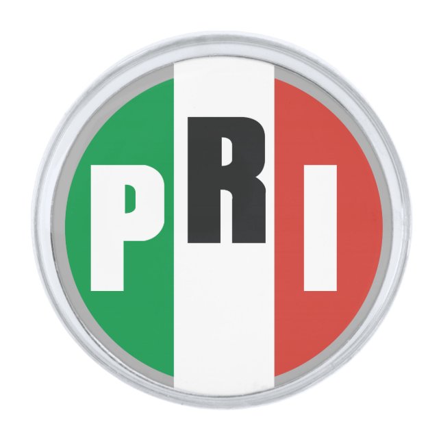 Mexican Institutional Revolutionary Party Silver Finish Lapel Pin (Front)