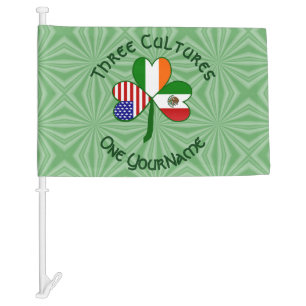 Mexican Irish American Flag Shamrock Personalized 