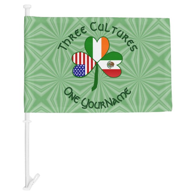Mexican Irish American Flag Shamrock Personalized  (Front)