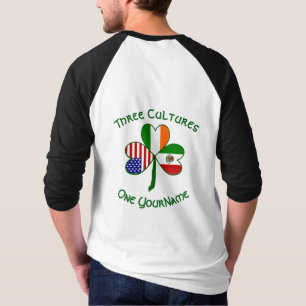 Mexican Irish American Flag Shamrock Personalized  T-Shirt