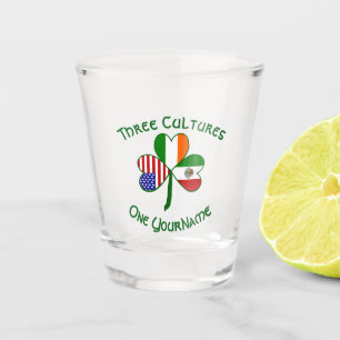 Mexican Irish American Flags Shamrock Personalized Shot Glass