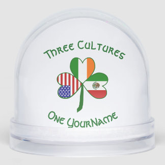 Mexican Irish American Flags Shamrock Personalized Snow Globe