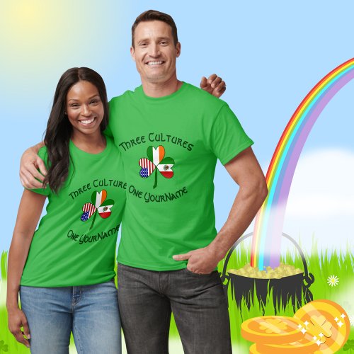 Mexican Irish American Flags Shamrock Personalized T_Shirt
