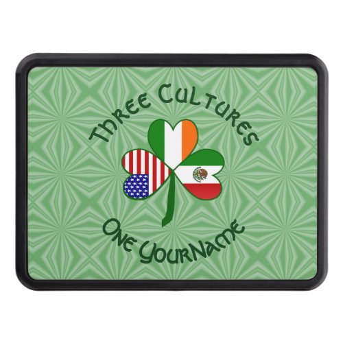 Mexican Irish American Flags Shamrock Your Name Hitch Cover