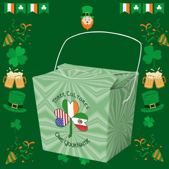 Mexican Irish American Shamrock Flag Take Out Favor Boxes (Creator Uploaded)