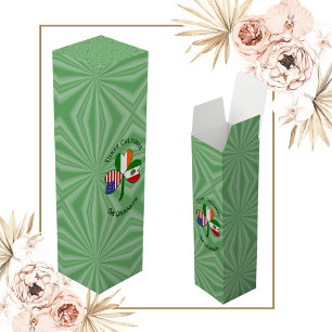 Mexican Irish American Shamrock Flag Wine Box