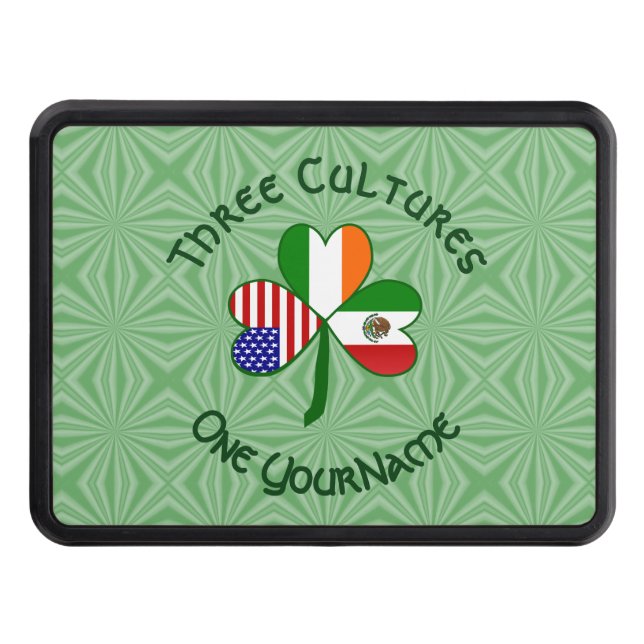 Mexican Irish American Shamrock Personalized  Hitch Cover (Front)