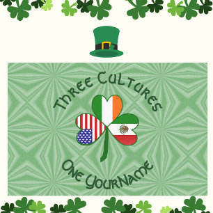 Mexican Irish USA Flags Shamrock Personalized Tissue Paper