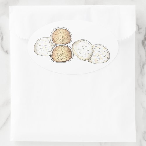 Mexican Italian Wedding Cookies Snowballs Bakery Oval Sticker