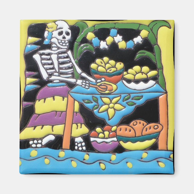 Mexican Katrina Tile Magnet (Front)