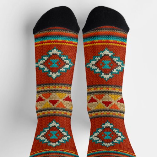 Mexican knitted ornament socks