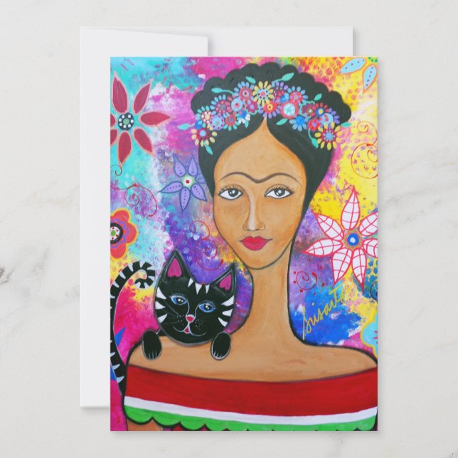 MEXICAN LADY AND HER CAT INVITATIONS (Front)