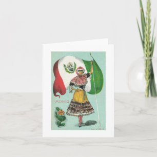 Mexican Lady & Flag-Early 1900's Card
