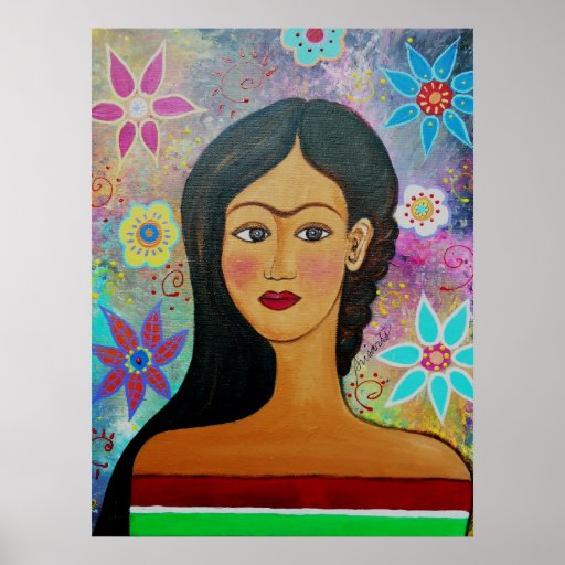 MEXICAN LADY PORTRAIT PAINTING POSTER | Zazzle