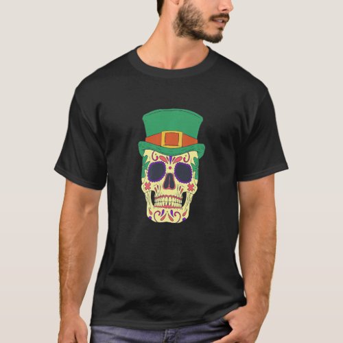 mexican leprikon hat belt skull leprechaun   T_Shirt