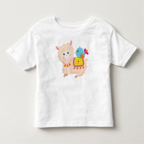 Mexican Llama Cute Llama Cute Alpaca Blue Bird Toddler T_shirt