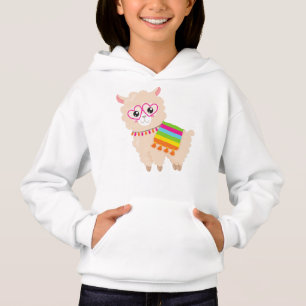 Mexican Llama, Cute Llama, Cute Alpaca, Glasses Hoodie