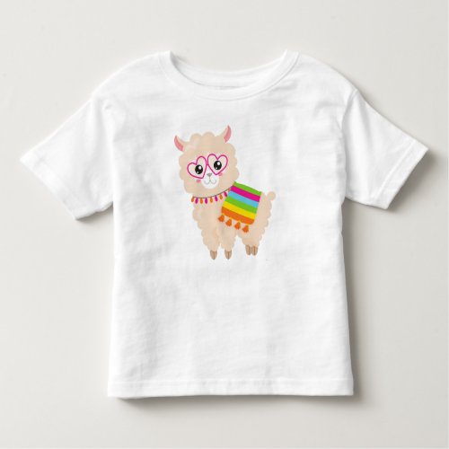 Mexican Llama Cute Llama Cute Alpaca Glasses Toddler T_shirt