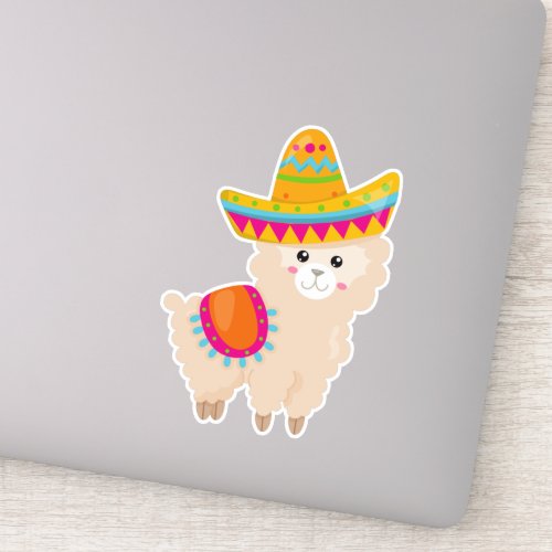 Mexican Llama Cute Llama Cute Alpaca Sombrero Sticker