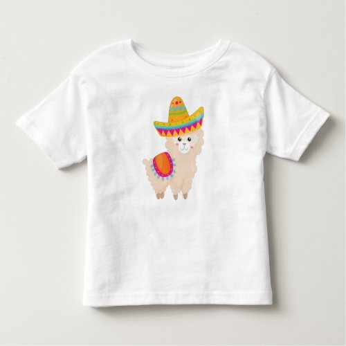 Mexican Llama Cute Llama Cute Alpaca Sombrero Toddler T_shirt