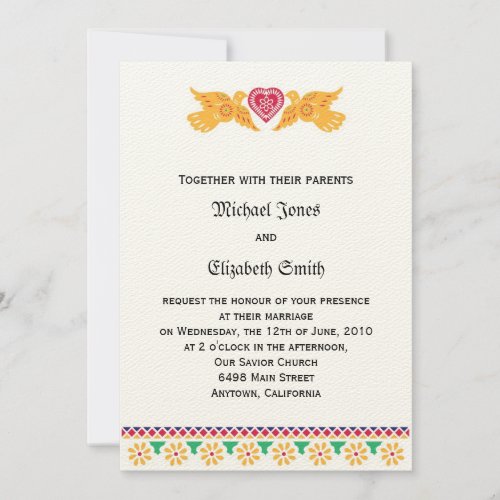 Mexican Love Birds Wedding Invitation