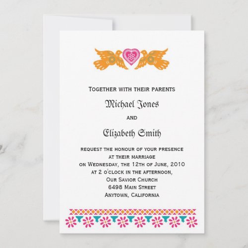 Mexican Love Birds Wedding Invitation
