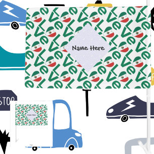 Mexican LOVE Tiled Green Car Flag
