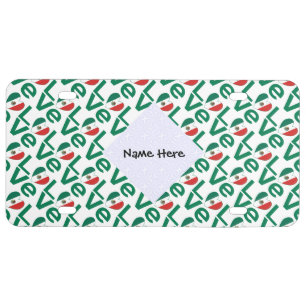 Mexican LOVE Tiled Green License Plate