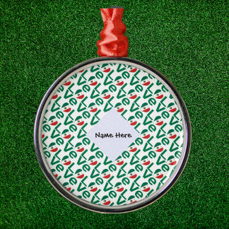 Mexican LOVE Tiled Green Metal Ornament