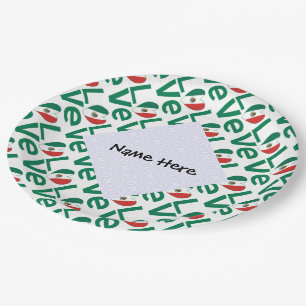 Mexican LOVE Tiled Green Paper Plates
