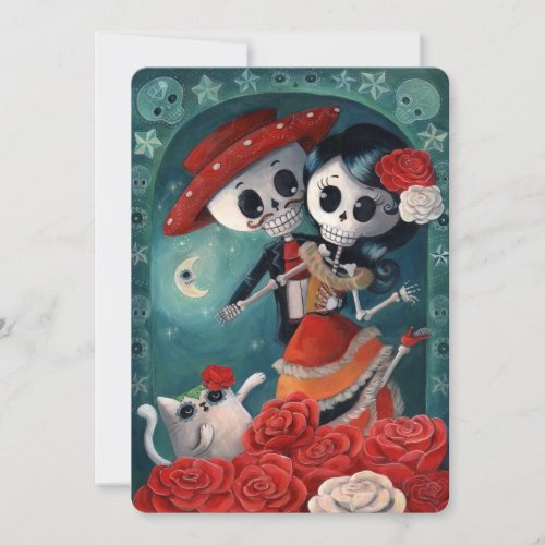 Mexican Lovers The Day of The Dead Invitations