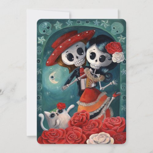 Mexican Lovers The Day of The Dead Invitations