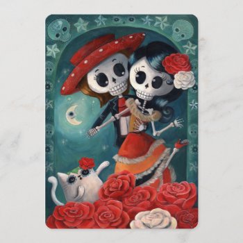 Mexican Lovers The Day Of The Dead Invitations by partymonster at Zazzle