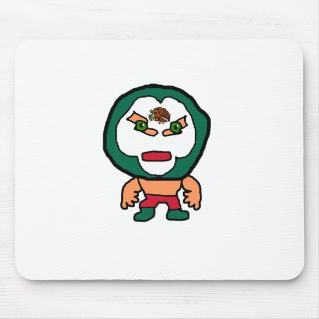 Mexican Lucha Libre Wrestler Handdrawn Cartoon Art Mouse Pad (Front)