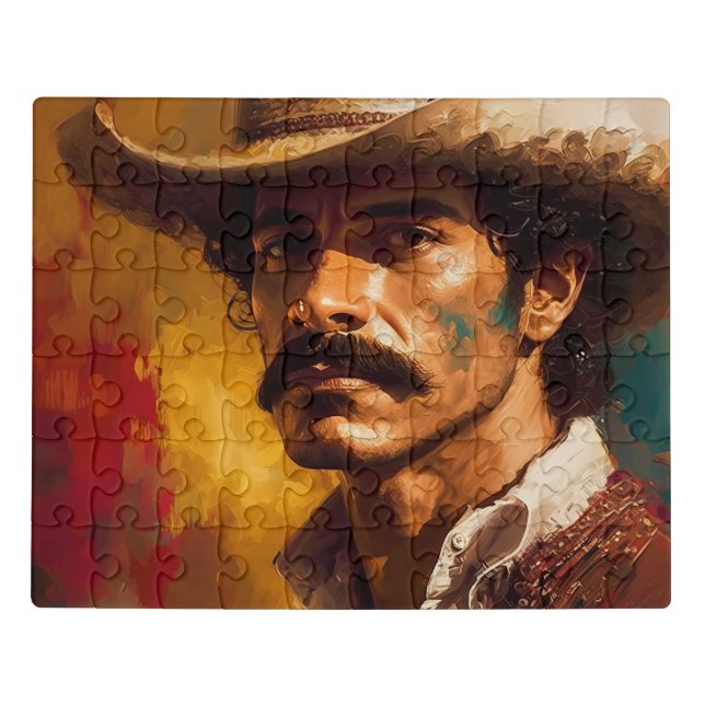 Mexican man hat bright serious mustache Jigsaw Puzzle (Puzzle Horizontal)
