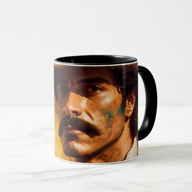Mexican man hat bright serious mustache mug (Front Right)