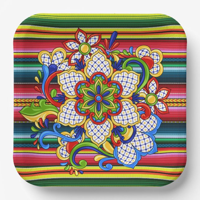 Mexican Mandala  Paper Plates (Front)