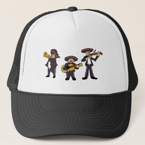 Mexican Mariachi Band Cartoon Illustration Trucker Hat