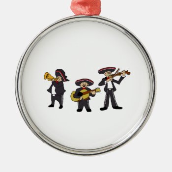 Mexican Mariachi Band Fiesta Cartoon Metal Ornament by ThatShouldbeaShirt at Zazzle