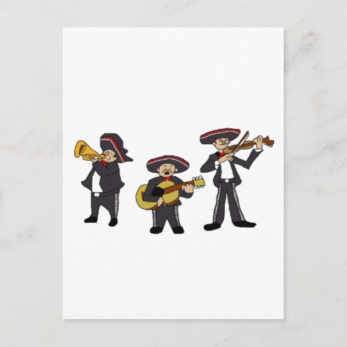 Mexican Mariachi Band Fiesta Cartoon Postcard