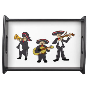 Mexican Mariachi Band Fiesta Music Cartoon Art Serving Tray