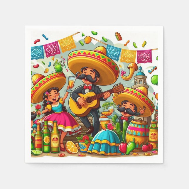 Mexican Mariachi Band Napkins (Front)