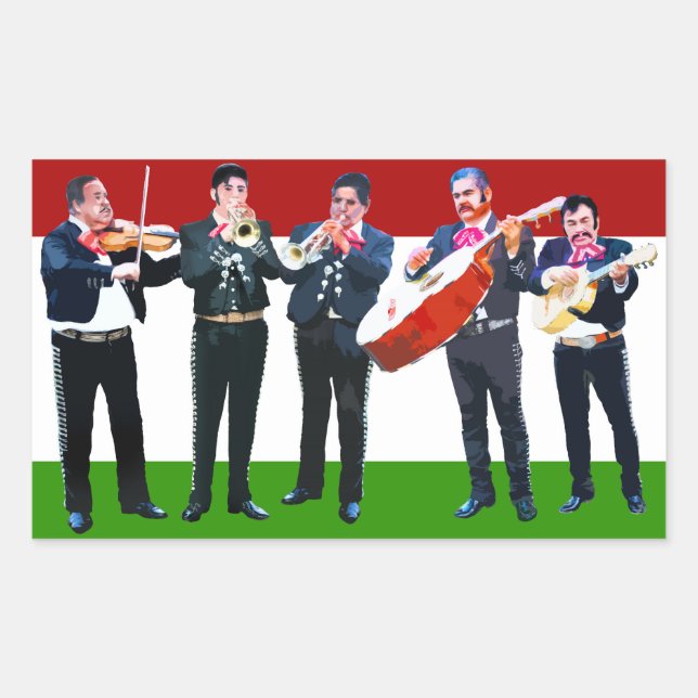 Mexican Mariachi Band Rectangular Sticker (Front)