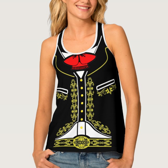 Mexican Mariachi Charro Cinco De Mayo Costume Tank Top (Front)