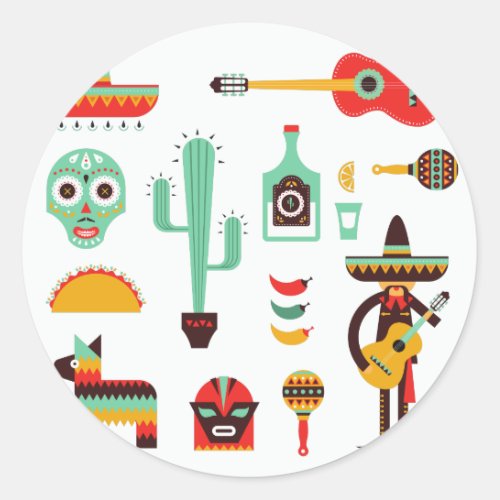 mexican mariachi classic round sticker